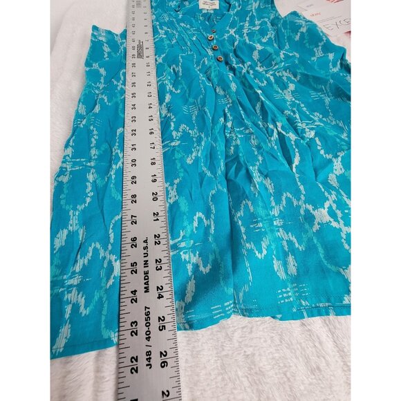 The North Face Womens Sleeveless Blue Printed Button-Front Popover Top Small - Picture 7 of 7